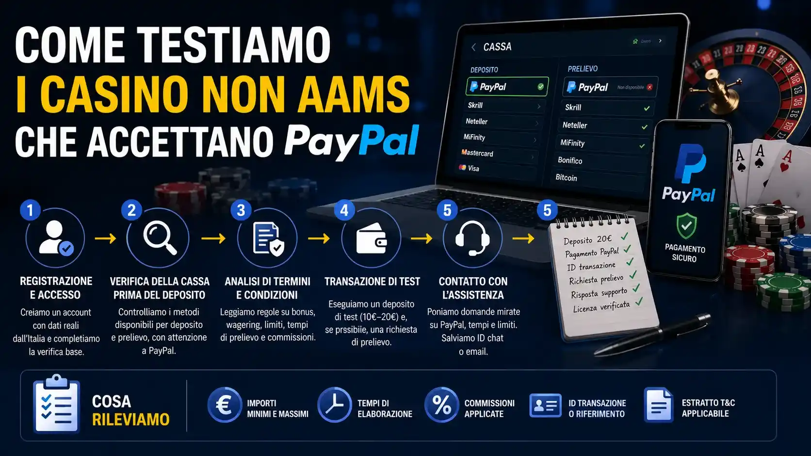Come testiamo i casino non AAMS che accettano PayPal