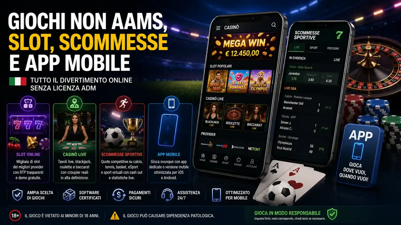 Giochi non AAMS, slot, scommesse e app mobile