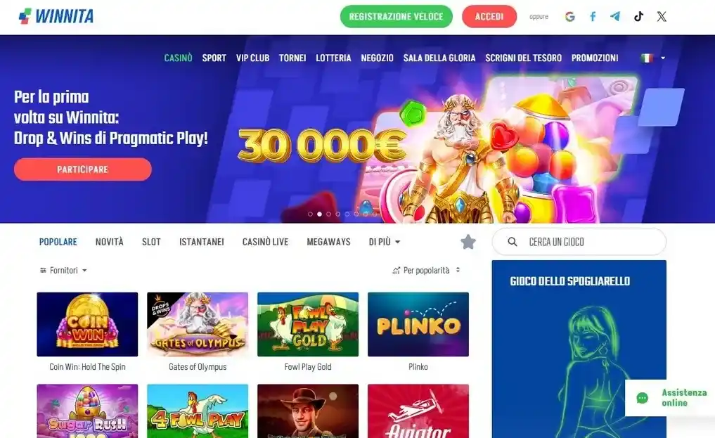 Winnita: casino non AAMS che accettano Postepay e wallet